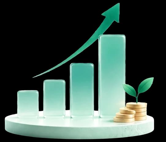Growth chart with gold coins
